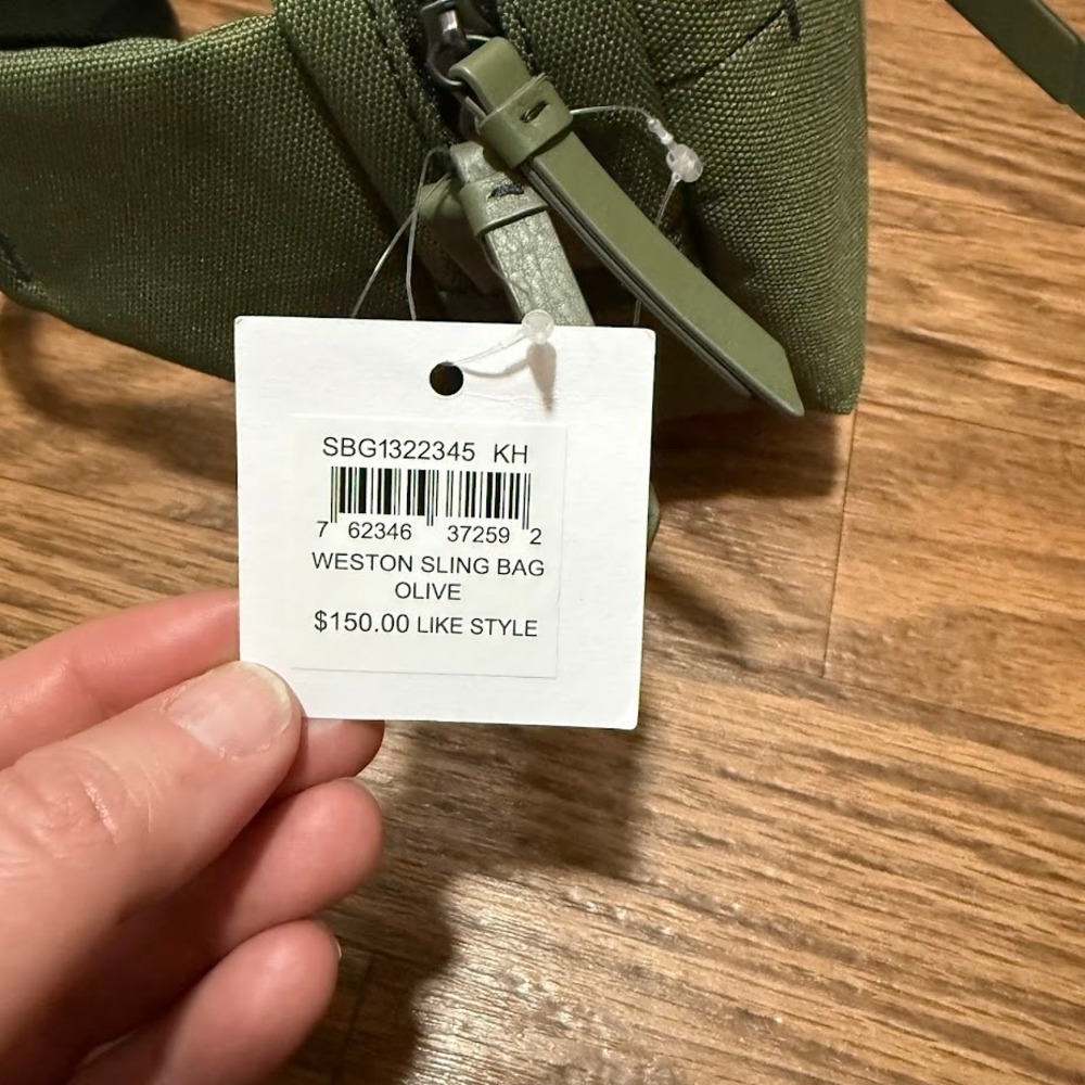 Fossil Weston Sling Bag Olive Green Canvas Crossbody Belt Bag NEW - Picture 6 of 8